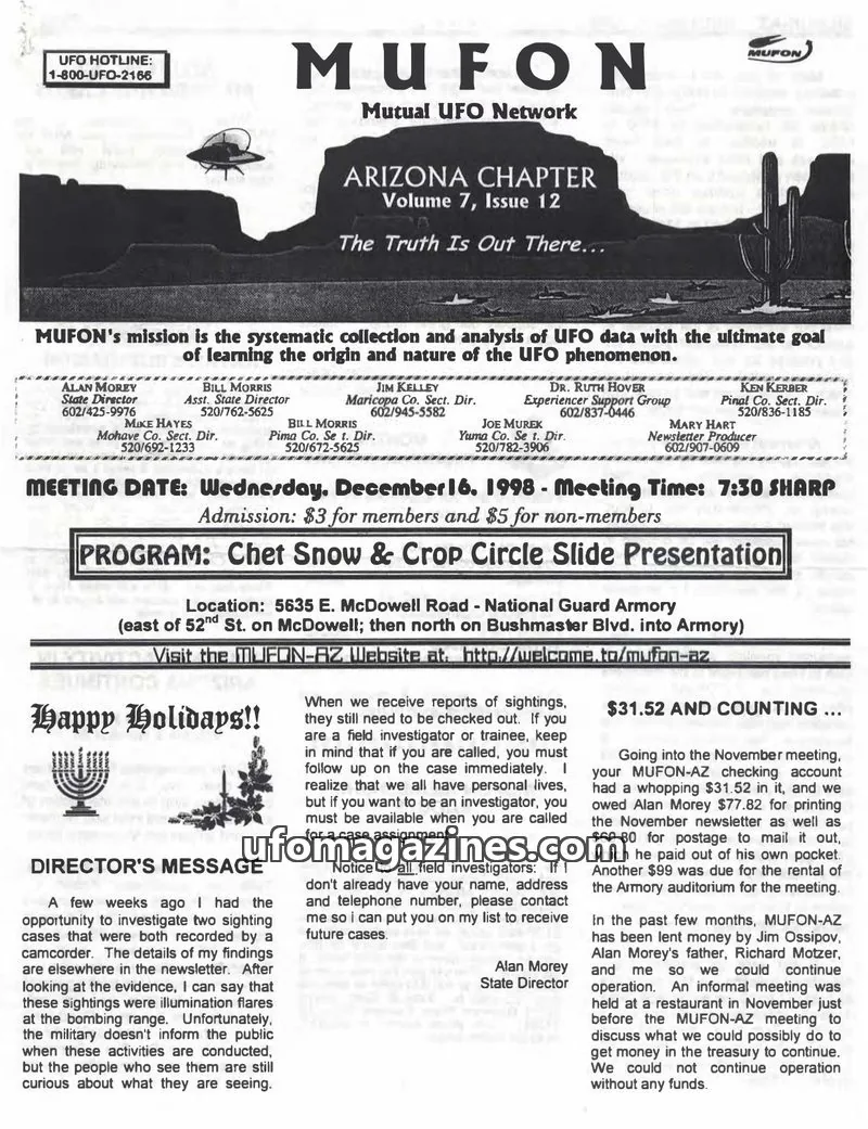 Cover of Mutual UFO Network issue 12: MUFON-AZ