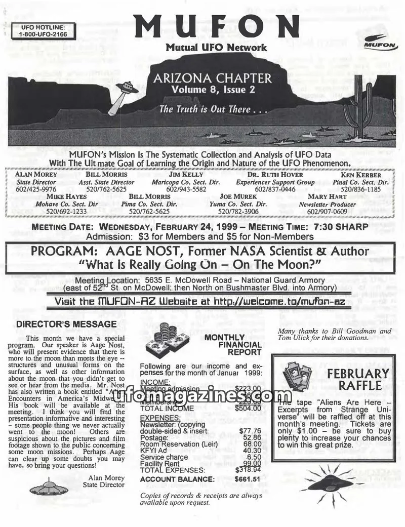 Cover of MUFON Arizona issue Volume 8, Issue 2: MUFON-AZ Newsletter