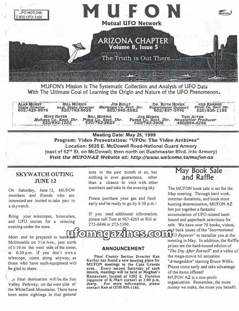 Cover of MUFON issue Volume 8, Issue 5: MUFON Arizona Chapter