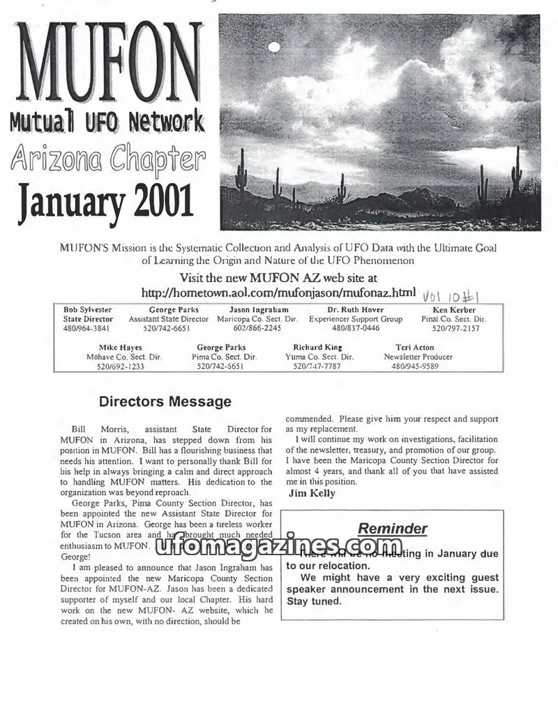 Cover of MUFON issue Vol. 10 #1: MUFON Arizona Chapter