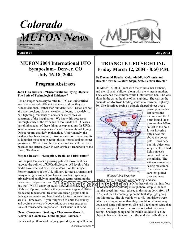 Cover of Mutual UFO Network, Inc. issue 71: Colorado MUFON News