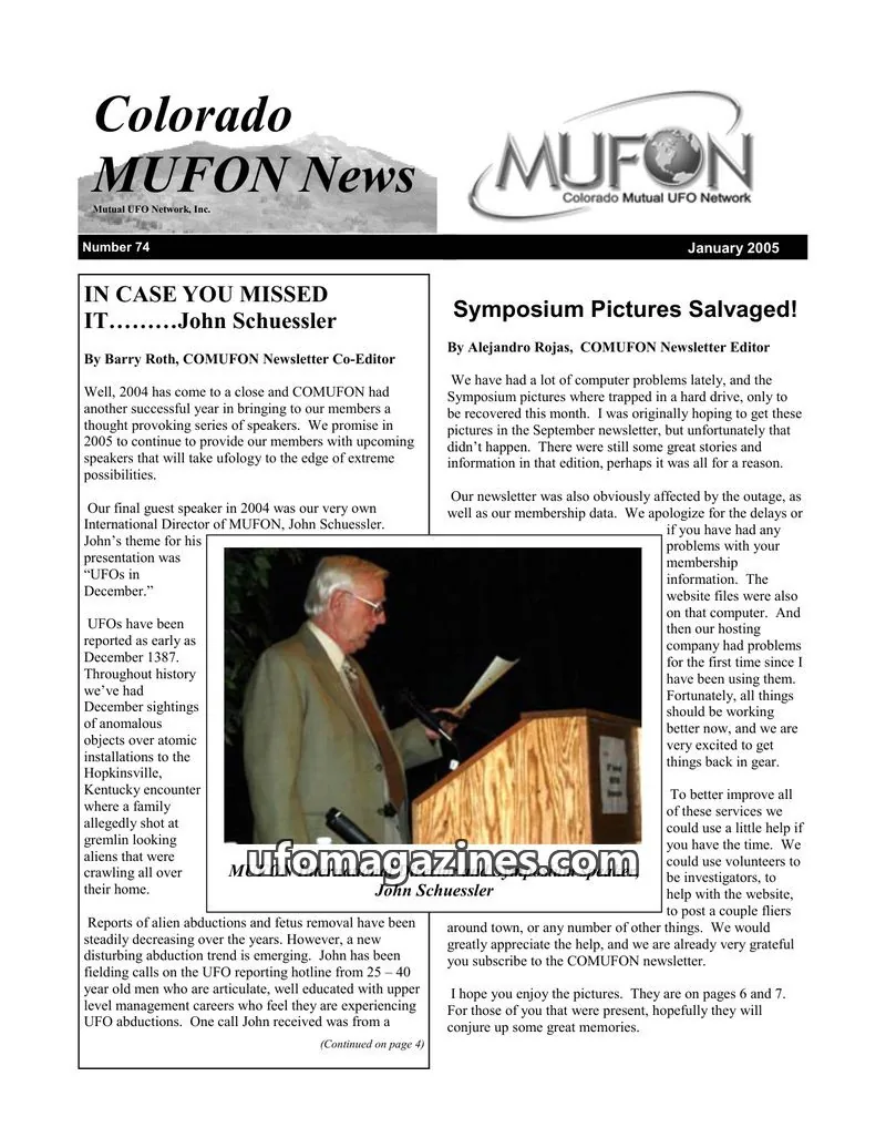 Cover of Mutual UFO Network, Inc. issue 74: Colorado MUFON News