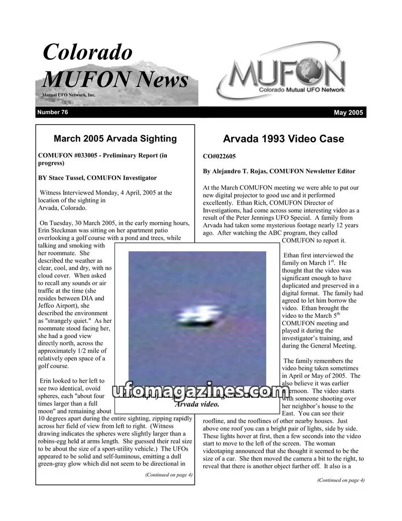Cover of Mutual UFO Network, Inc. issue 76: Colorado MUFON News