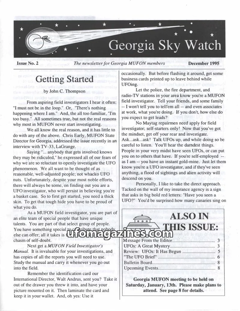 Cover of MUFON Georgia (Georgia Sky Watch) issue No. 2: Georgia Sky Watch