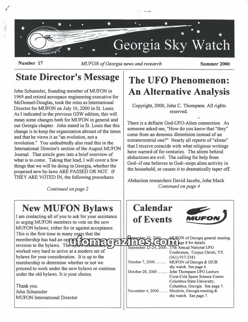 Cover of MUFON Georgia (Georgia Sky Watch) issue 17: Georgia Sky Watch