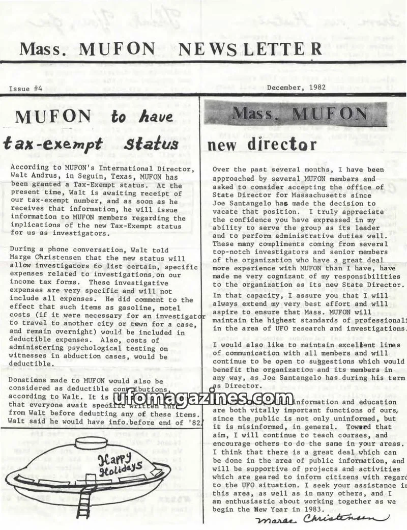 Cover of MUFON issue #4: Mass. MUFON NEWS LETTER