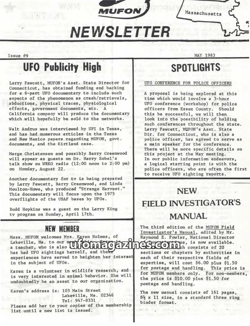 Cover of MUFON issue #9: MUFON NEWSLETTER