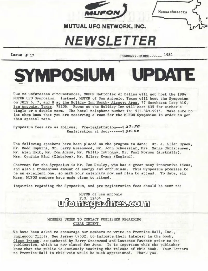 Cover of MUTUAL UFO NETWORK, INC. issue 17: MUFON Newsletter