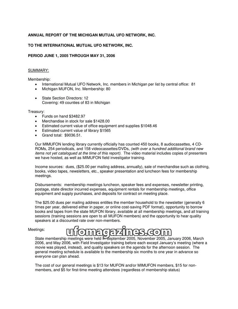 Cover of MICHIGAN MUTUAL UFO NETWORK, INC. issue 2005-2006: ANNUAL REPORT OF THE MICHIGAN MUTUAL UFO NETWORK, INC.