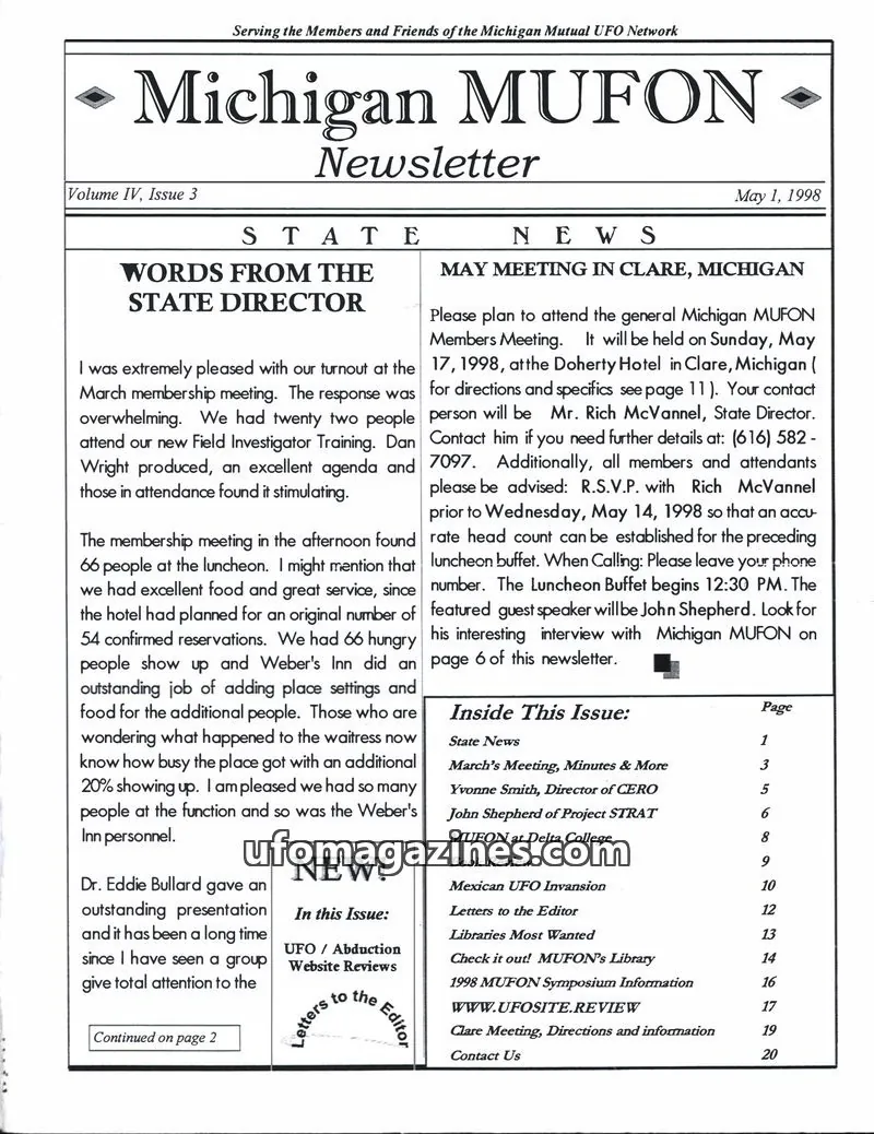 Cover of Michigan Mutual UFO Network issue Volume IV, Issue 3: Michigan MUFON Newsletter