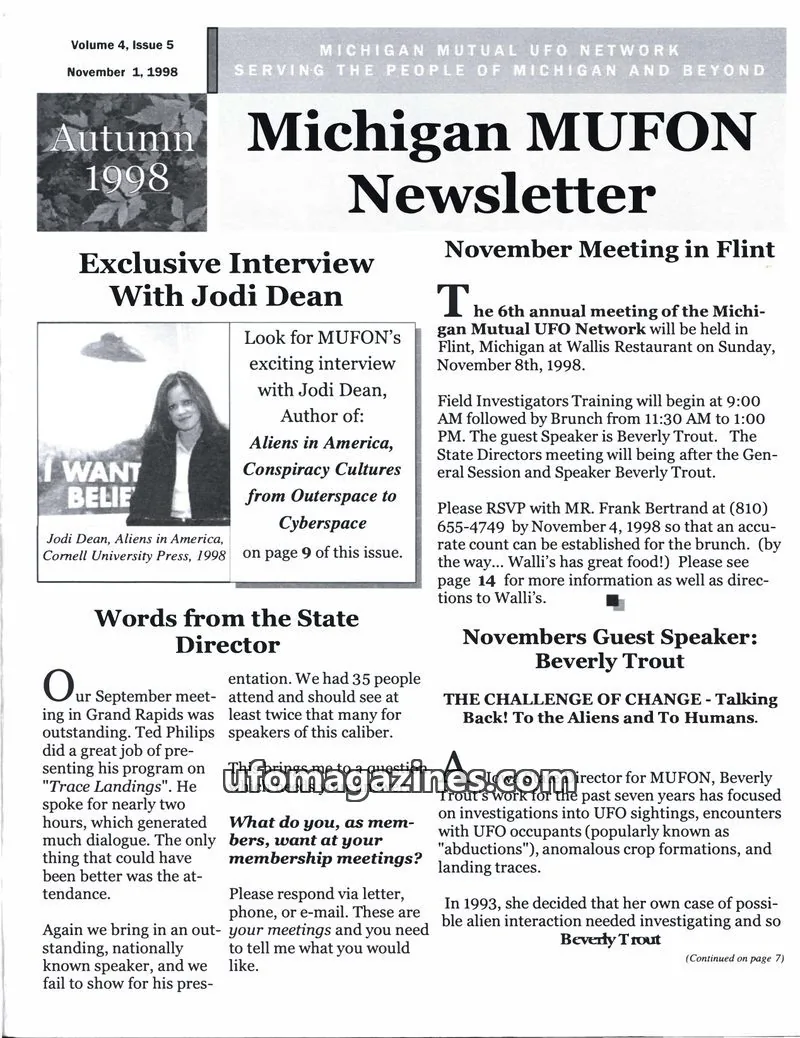 Cover of MICHIGAN MUTUAL UFO NETWORK issue Volume 4, Issue 5: Michigan MUFON Newsletter