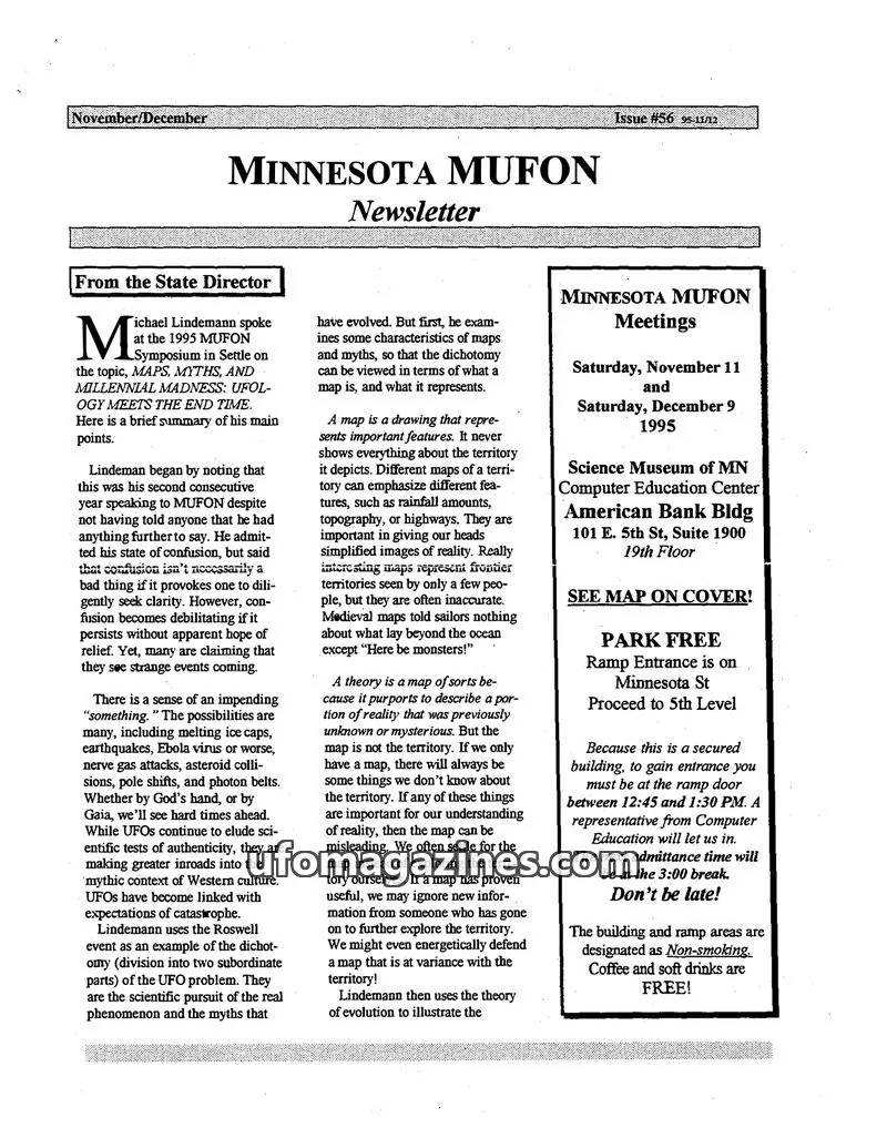 Cover of MUFON Minnesota newsletter issue #56: MINNESOTA MUFON Newsletter