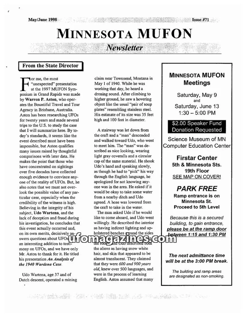 Cover of MUFON Minnesota newsletter issue #71: MINNESOTA MUFON Newsletter