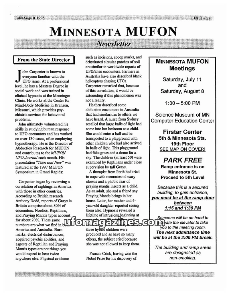 Cover of MUFON issue #72: MINNESOTA MUFON Newsletter