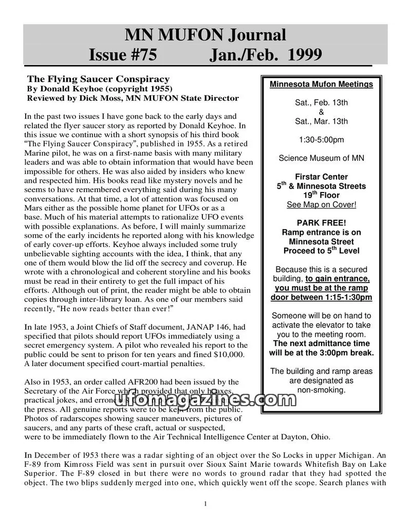 Cover of MUFON Minnesota newsletter issue #75: MN MUFON Journal