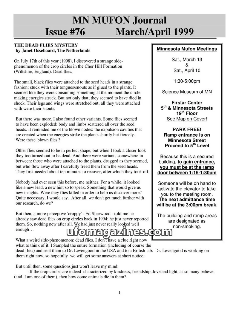 Cover of MUFON Minnesota newsletter issue #76: MN MUFON Journal