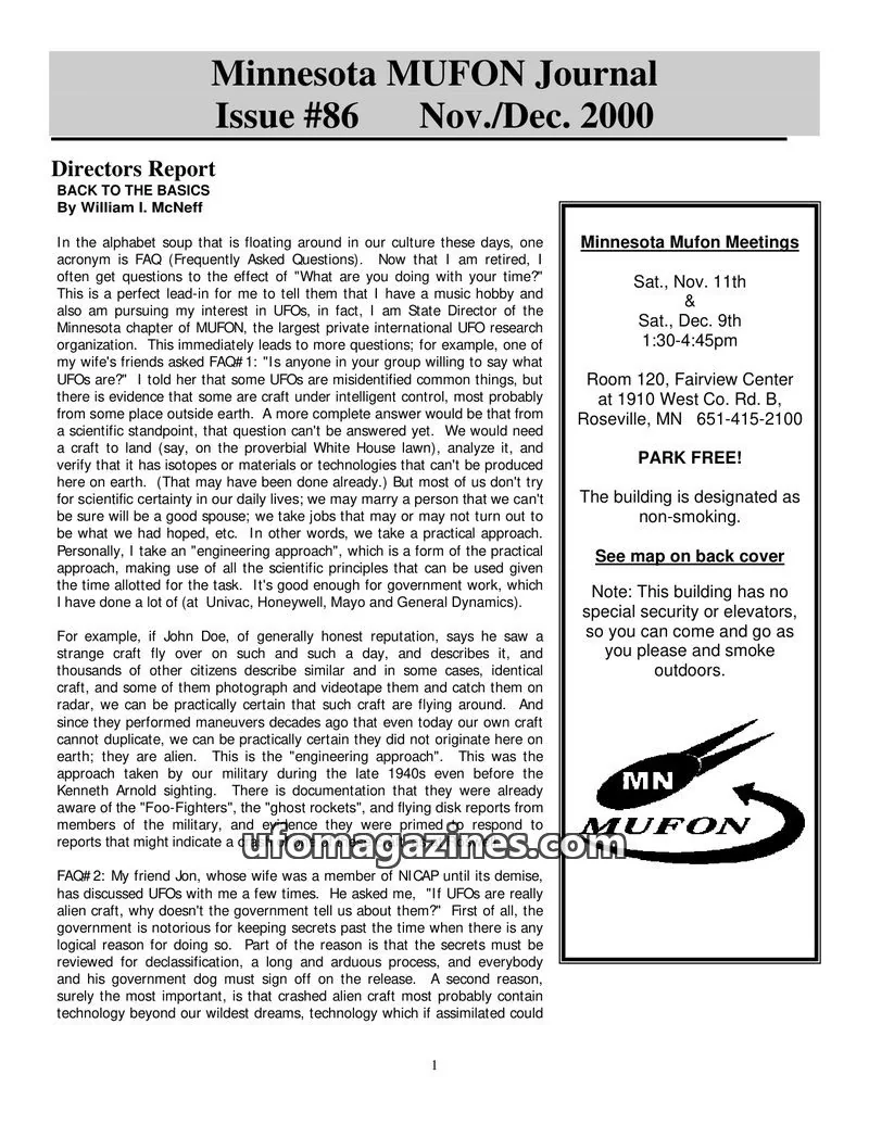 Cover of MUFON issue #86: Minnesota MUFON Journal