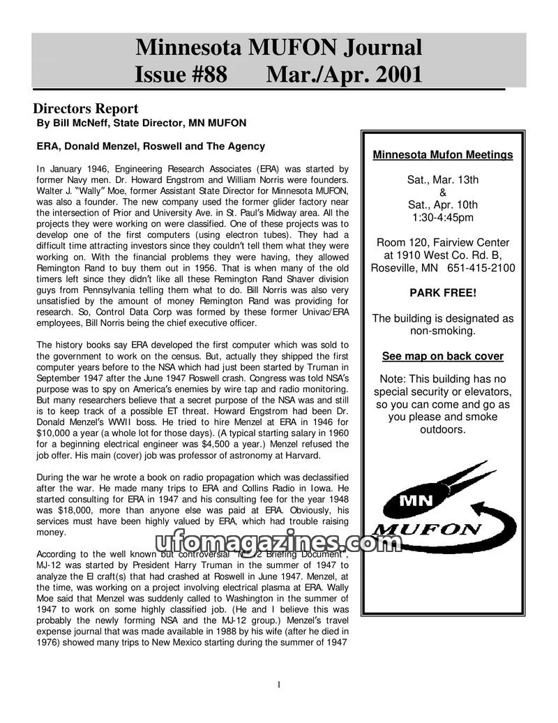 Cover of MUFON Minnesota newsletter issue #88: Minnesota MUFON Journal