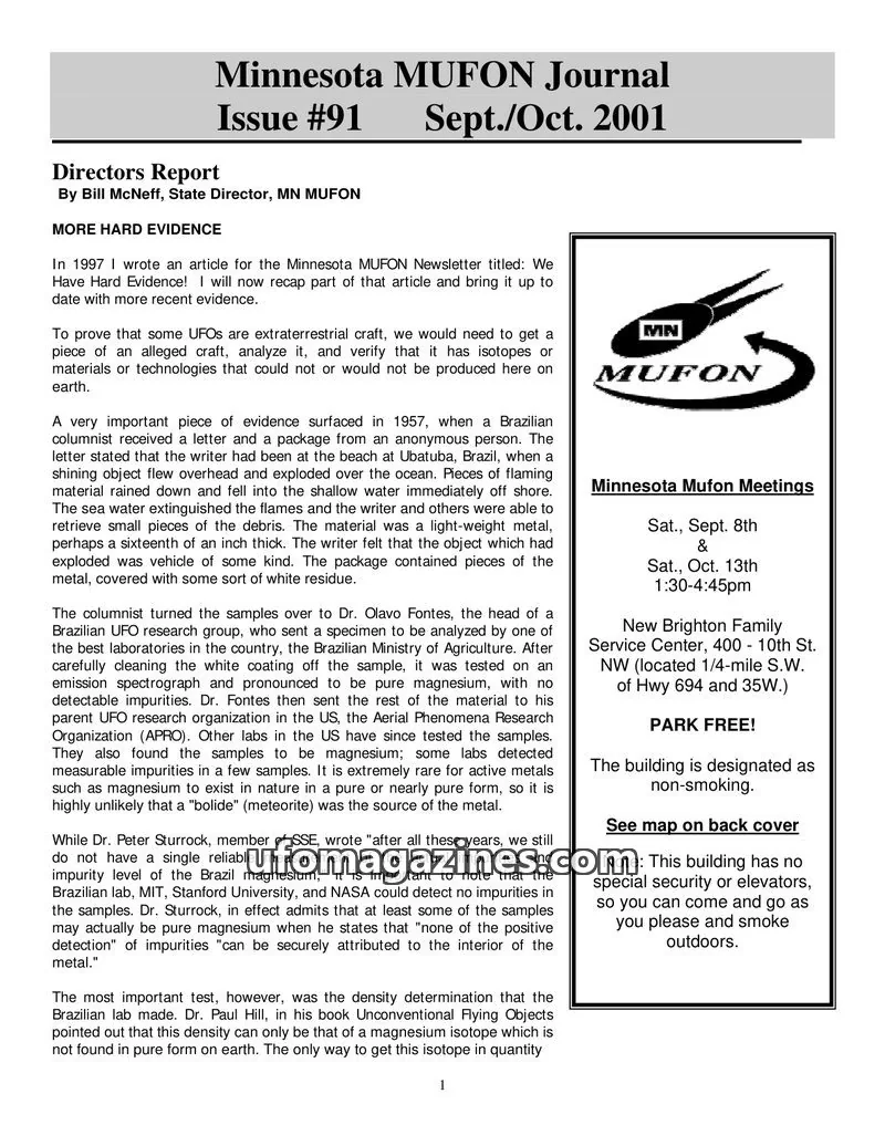 Cover of MUFON issue #91: Minnesota MUFON Journal