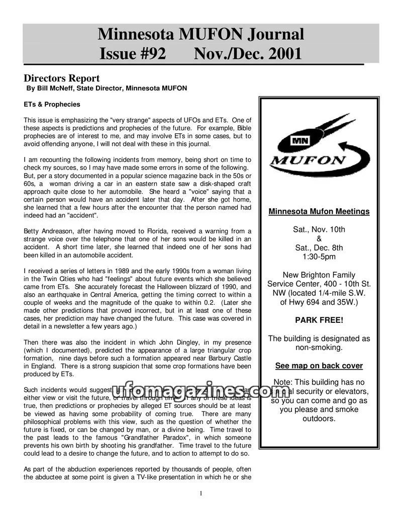 Cover of MUFON Minnesota newsletter issue #92: Minnesota MUFON Journal