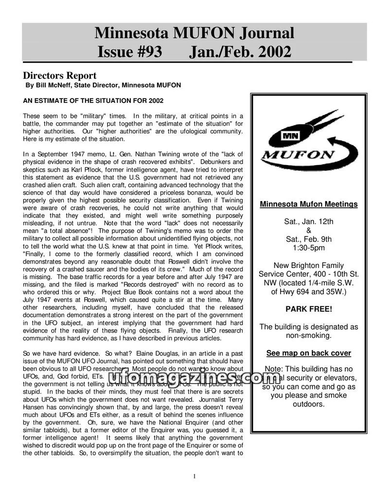 Cover of MUFON issue #93: Minnesota MUFON Journal