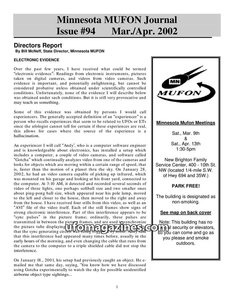 Cover of MUFON issue #94: Minnesota MUFON Journal