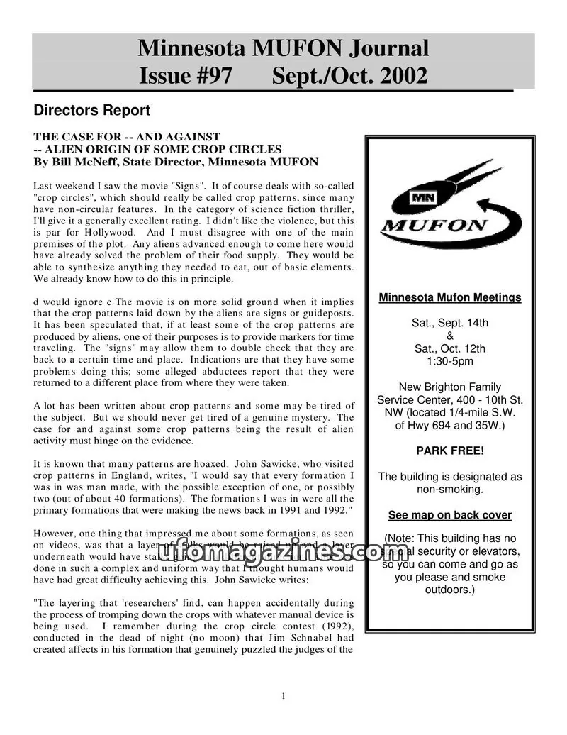Cover of MUFON Minnesota newsletter issue #97: Minnesota MUFON Journal