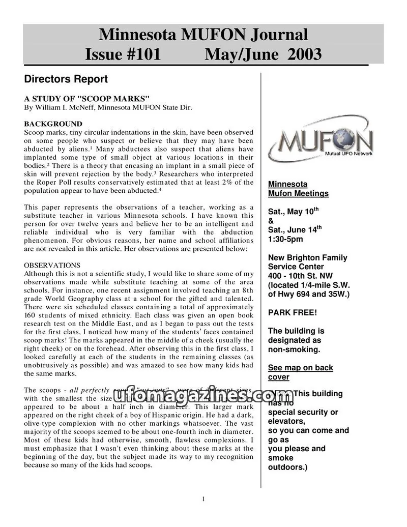Cover of MUFON issue #101: Minnesota MUFON Journal