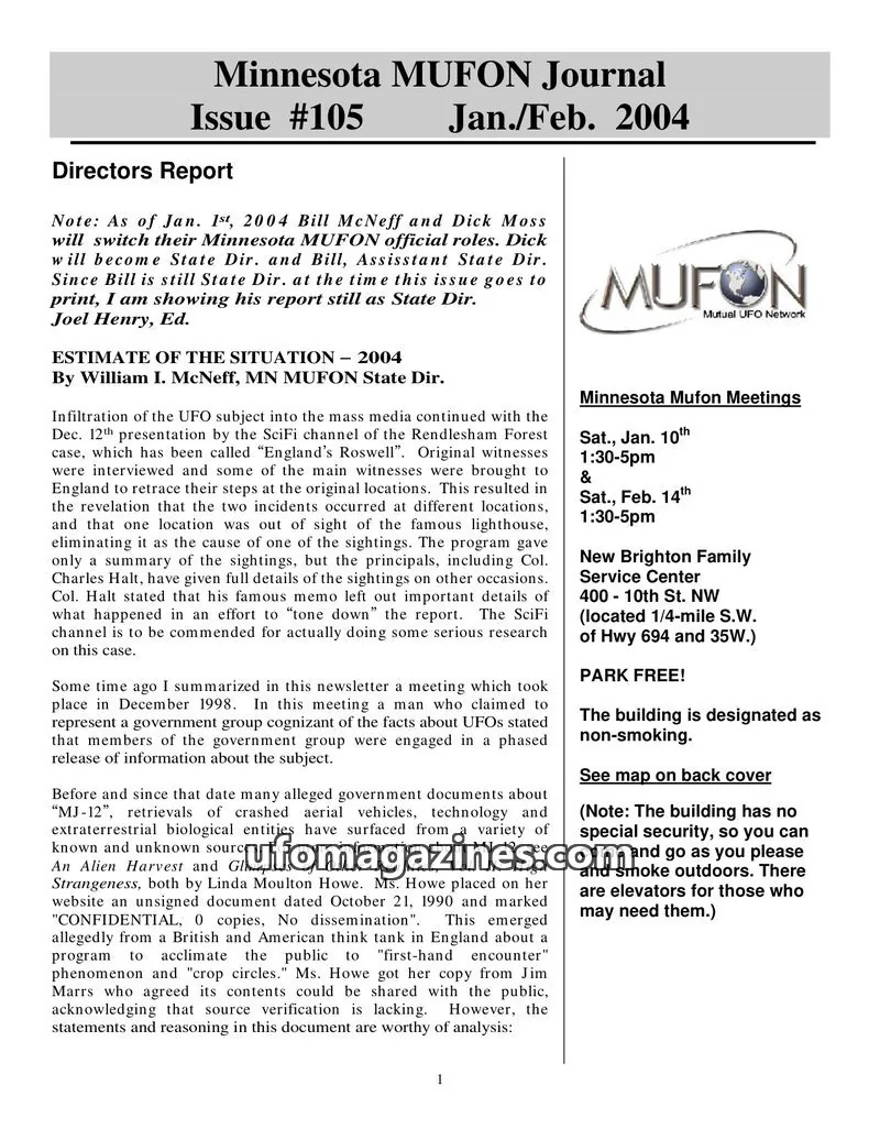 Cover of MUFON issue #105: Minnesota MUFON Journal