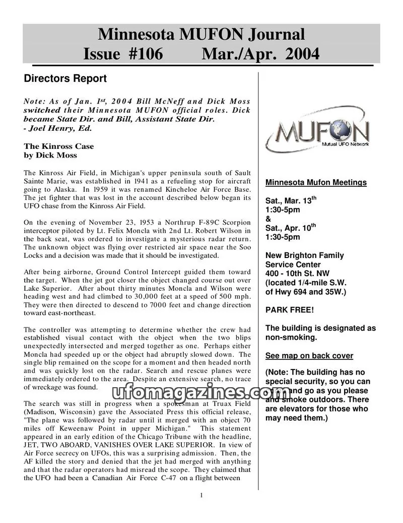 Cover of MUFON issue #106: Minnesota MUFON Journal