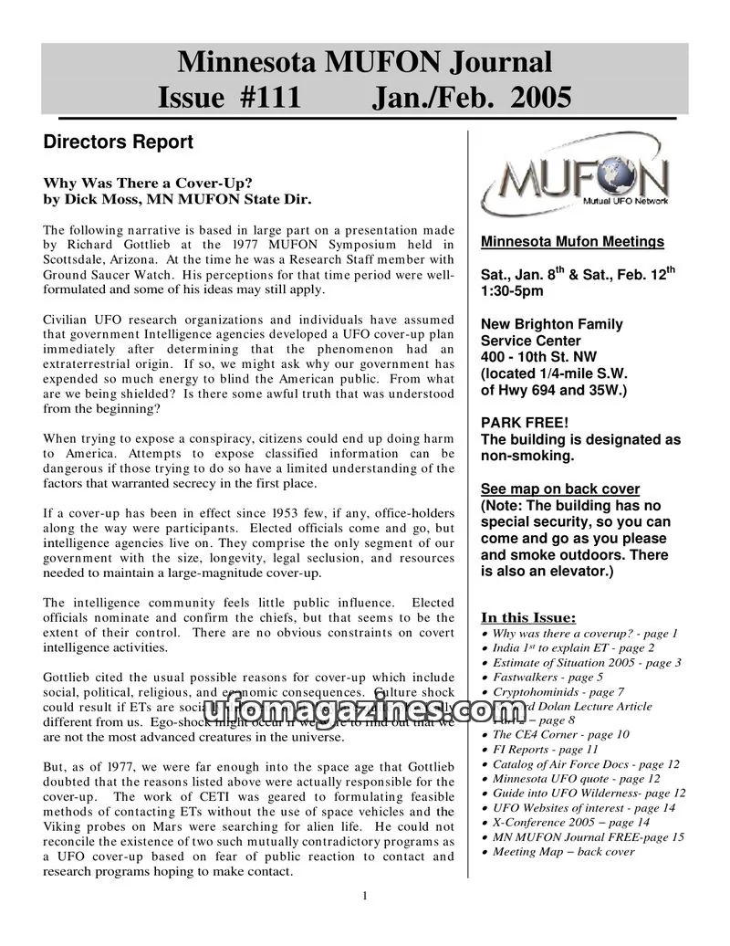 Cover of MUFON issue #111: Minnesota MUFON Journal