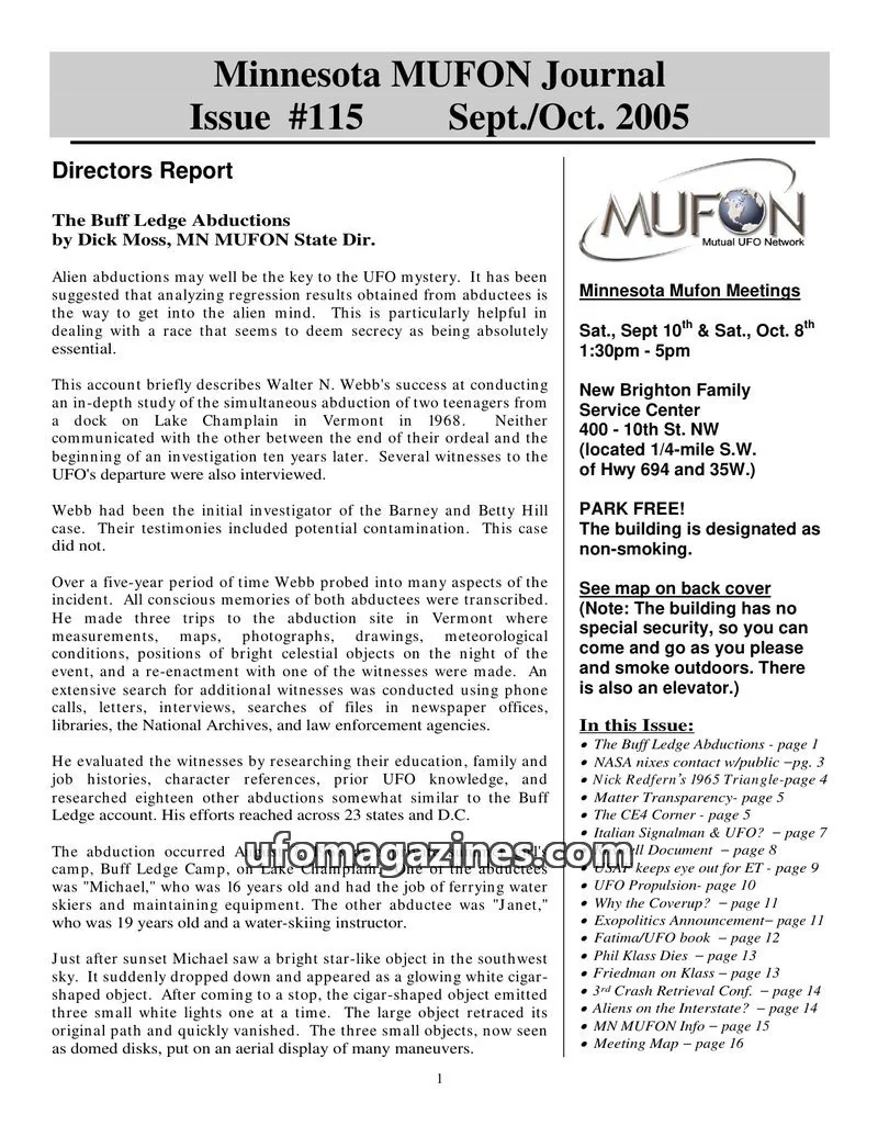 Cover of MUFON issue #115: Minnesota MUFON Journal