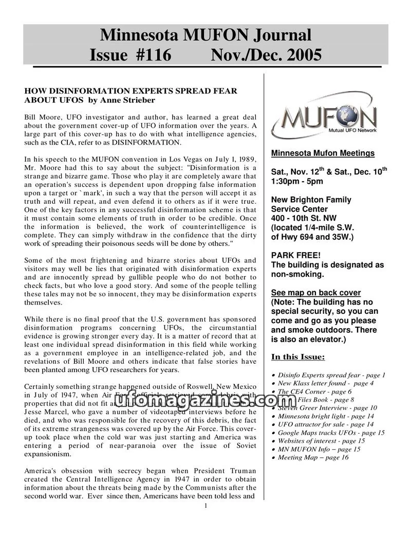 Cover of MUFON issue #116: Minnesota MUFON Journal