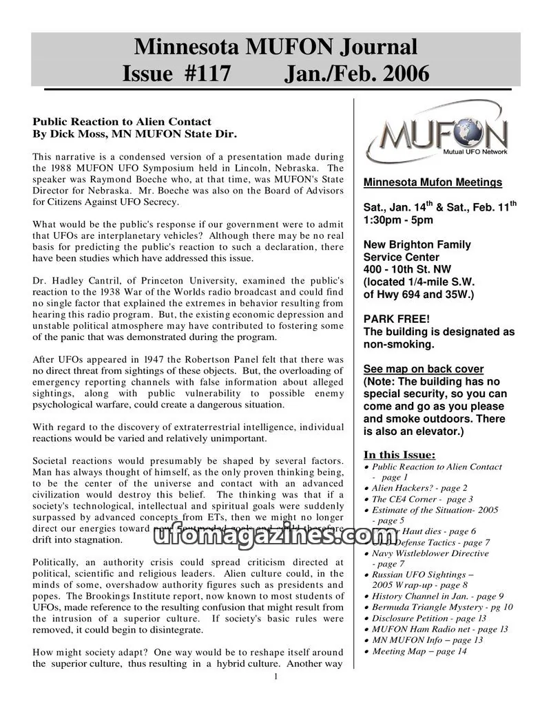 Cover of MUFON issue #117: Minnesota MUFON Journal