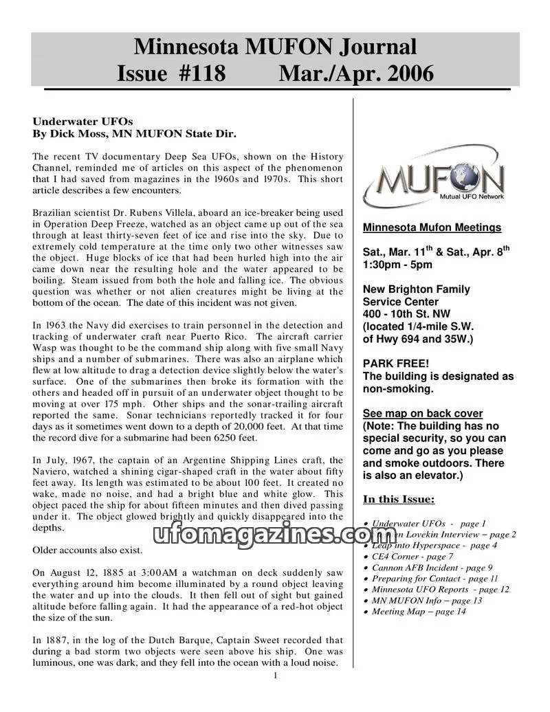Cover of MUFON issue #118: Minnesota MUFON Journal