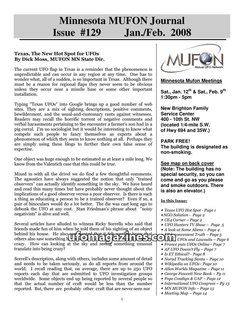 Cover of MUFON issue #129: Minnesota MUFON Journal