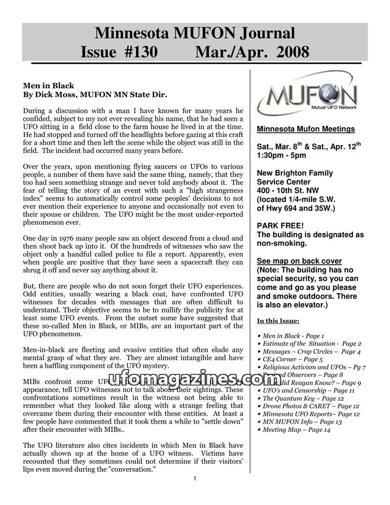Cover of MUFON issue #130: Minnesota MUFON Journal