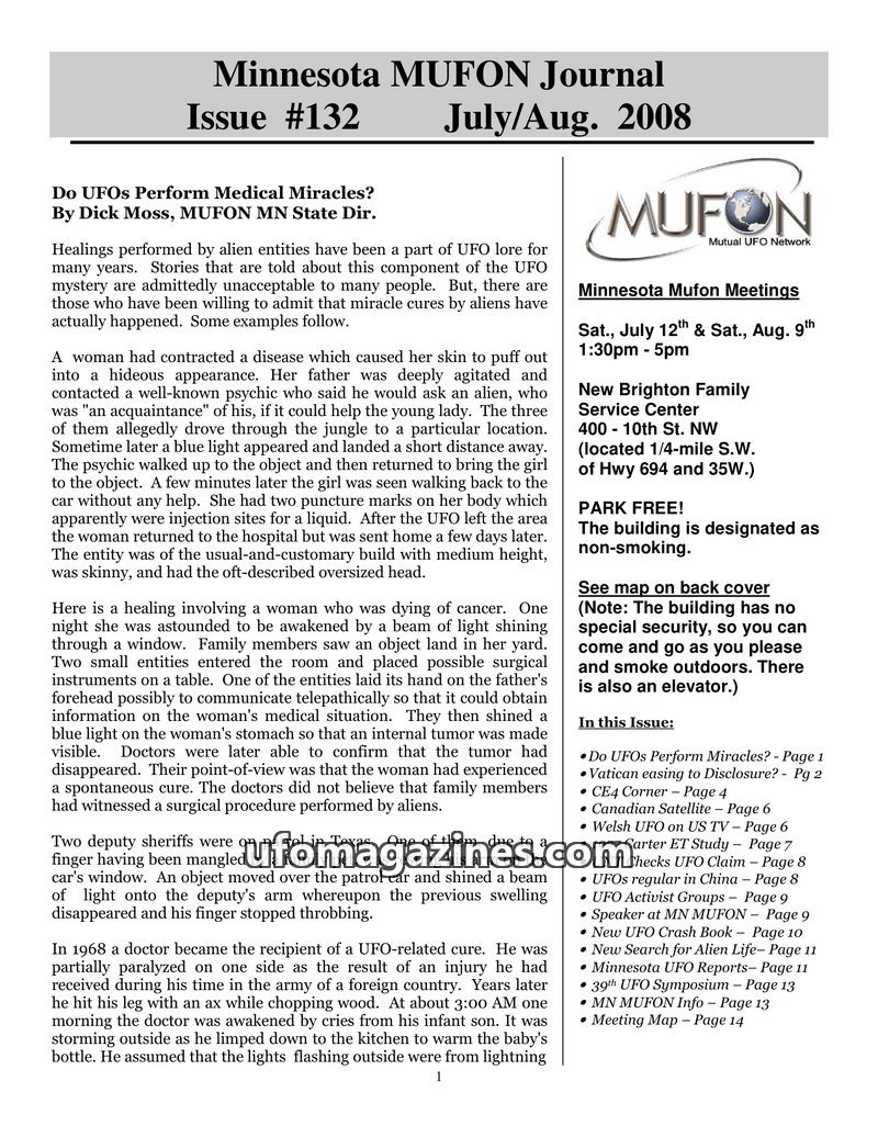 Cover of MUFON Minnesota Journal - No 132