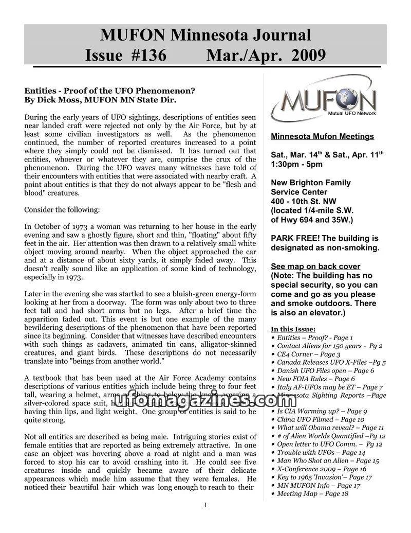 Cover of MUFON issue #136: MUFON Minnesota Journal