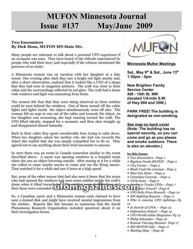 Cover of MUFON issue #137: MUFON Minnesota Journal