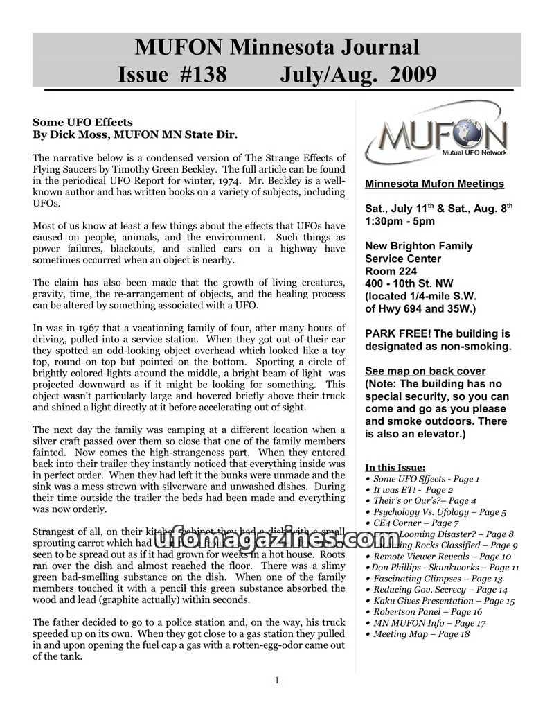 Cover of MUFON issue #138: MUFON Minnesota Journal