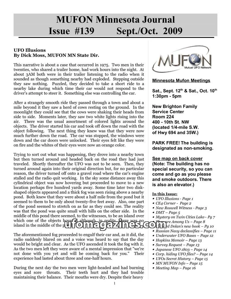 Cover of MUFON issue #139: MUFON Minnesota Journal