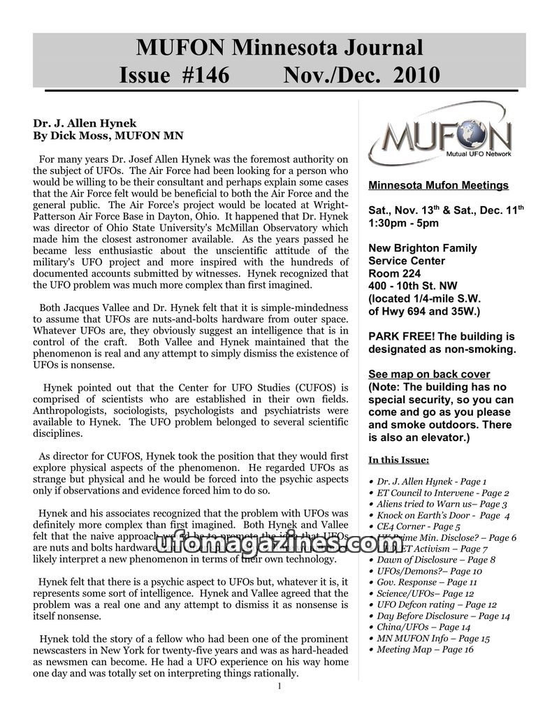 Cover of MUFON Minnesota Journal - No 146