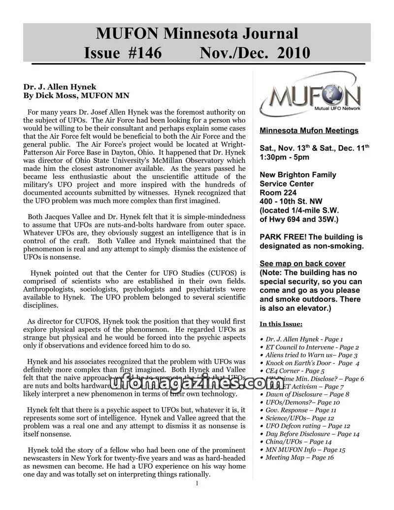 Cover of MUFON issue #146: MUFON Minnesota Journal