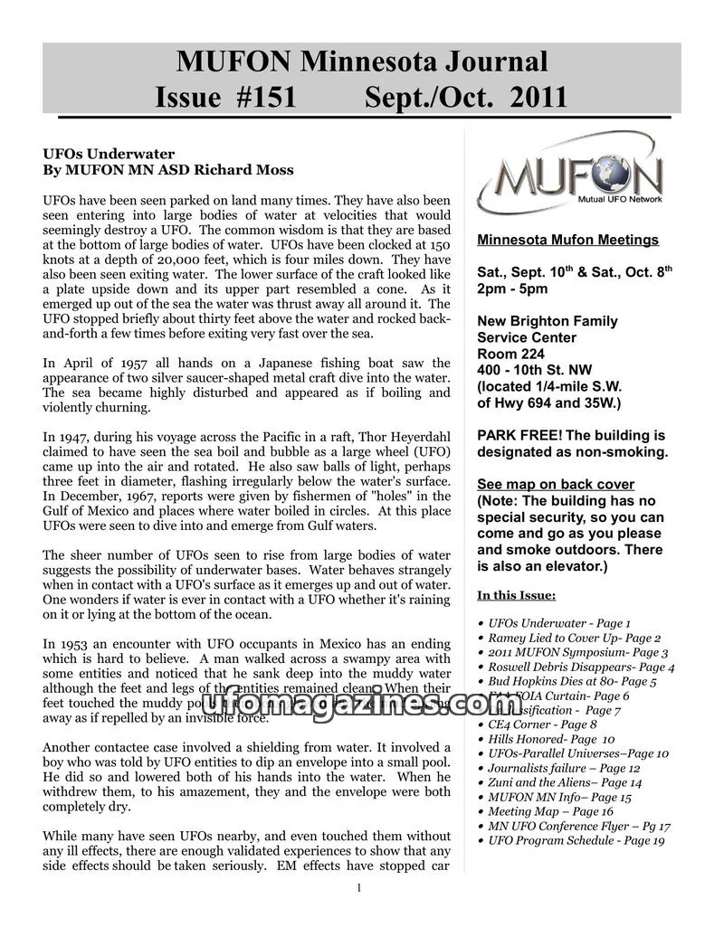 Cover of MUFON issue #151: MUFON Minnesota Journal