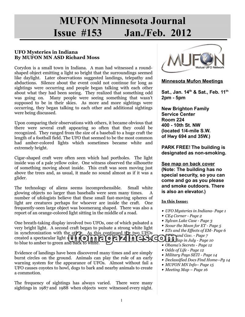 Cover of MUFON Minnesota Journal - No 153
