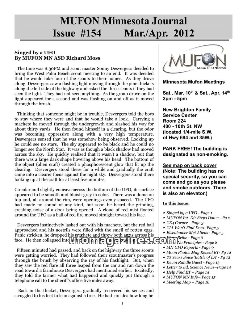 Cover of MUFON Mutual UFO Network issue #154: MUFON Minnesota Journal