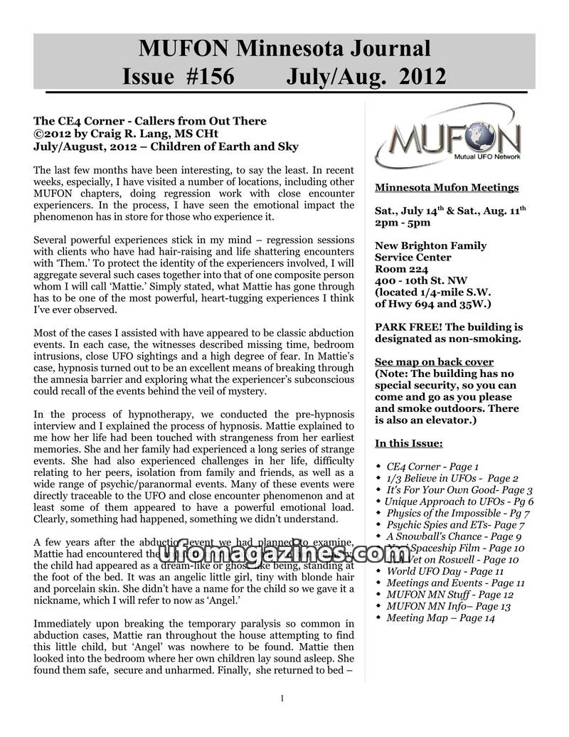 Cover of MUFON issue #156: MUFON Minnesota Journal