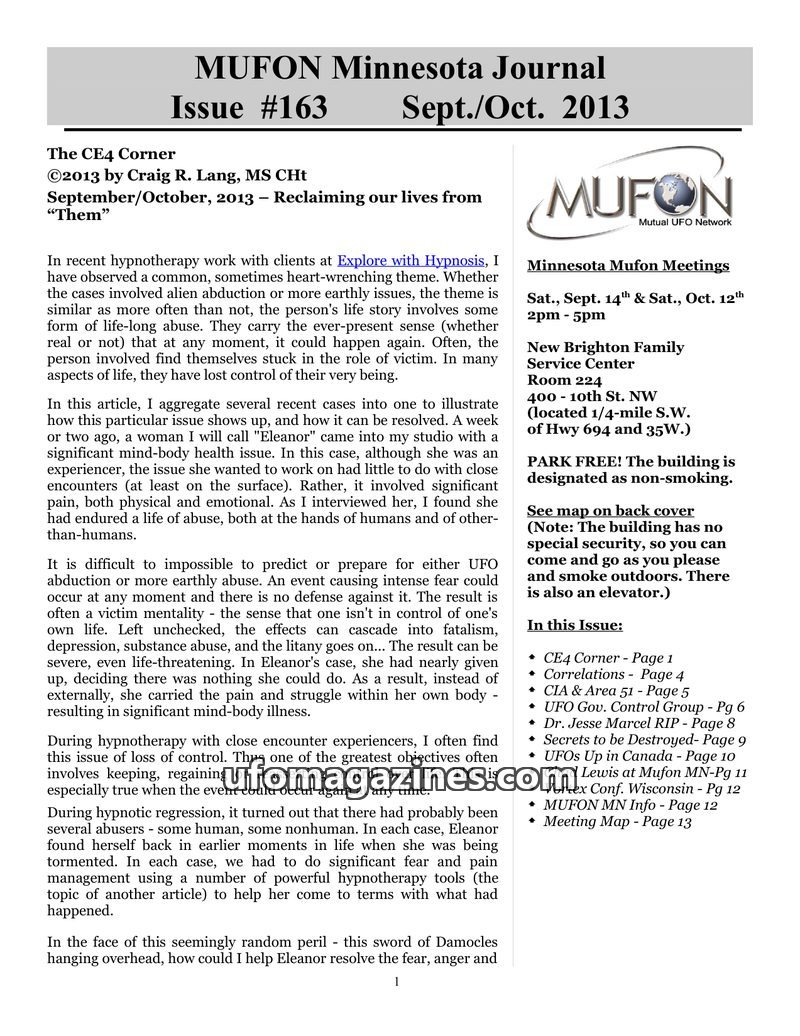 Cover of MUFON Minnesota Journal - No 163