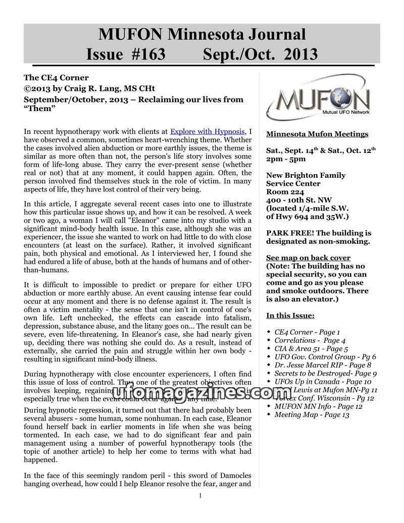 Cover of MUFON issue #163: MUFON Minnesota Journal